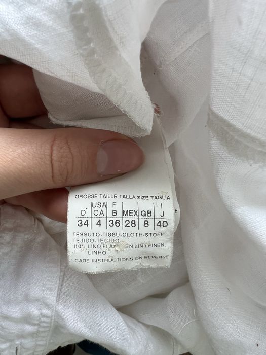 Biała lniana koszula z krótkim tękawem 100% len M/L