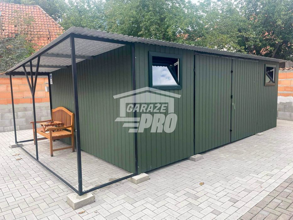 Domek ogrodowy schowek 5,5x4 wiata Brama - 2x okno rynny GP244