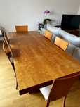 Conjunto de sala se jantar: mesa em madeira + 6 cadeiras