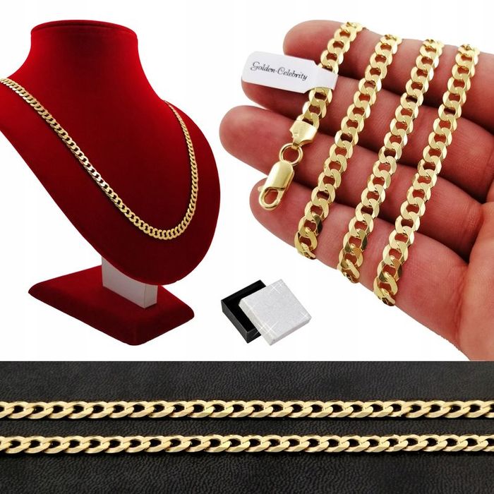 Złoty Łańcuszek Męski Splot Pancerka Próba 925/585 Prezent Dla Syna, B