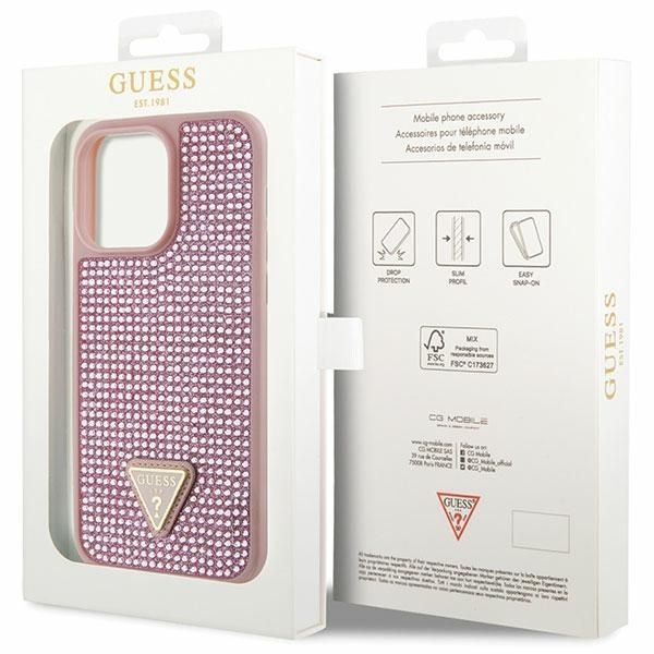 Etui Guess Rhinestone Triangle do iPhone 14 Pro Max, Różowy