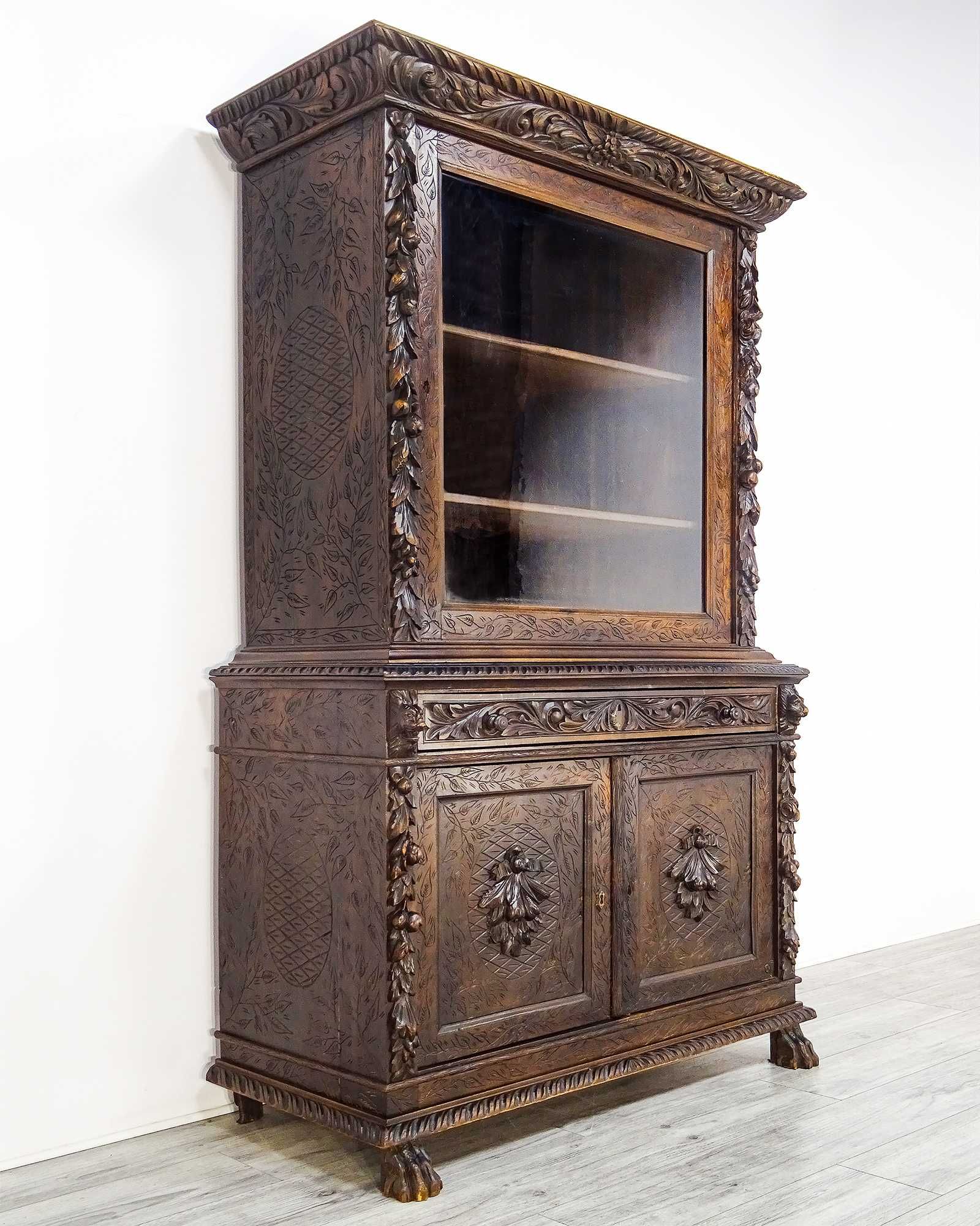Antyk Drewniany Kredens Orzechowy Black Forest Furniture XIX wiek BDB