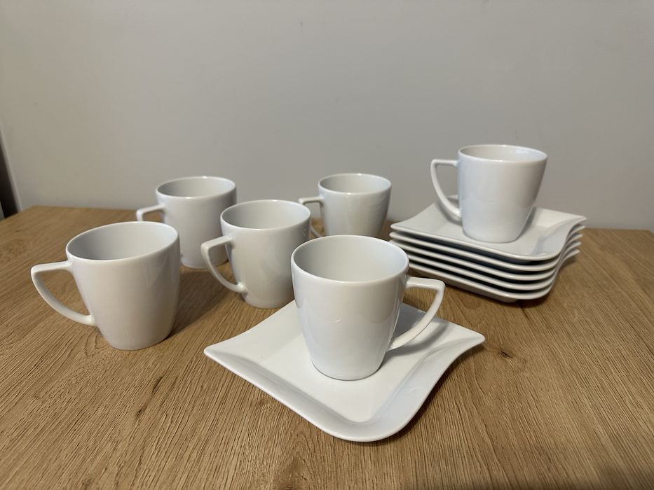 Zestaw filiżanek filiżanki małe kubki talerzyki Lubiana Poland 6 sztuk