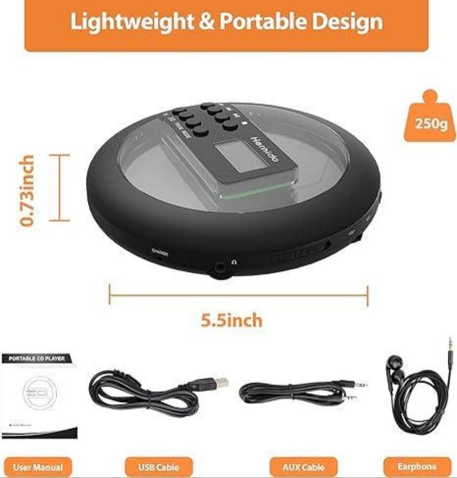 Портативний програвач компакт-дисків Hernido PC0201B Portable CD Playe