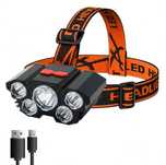 Latarka czołowa akumulatorowa - 5 LED - bardzo mocna - NOWA - 4szt