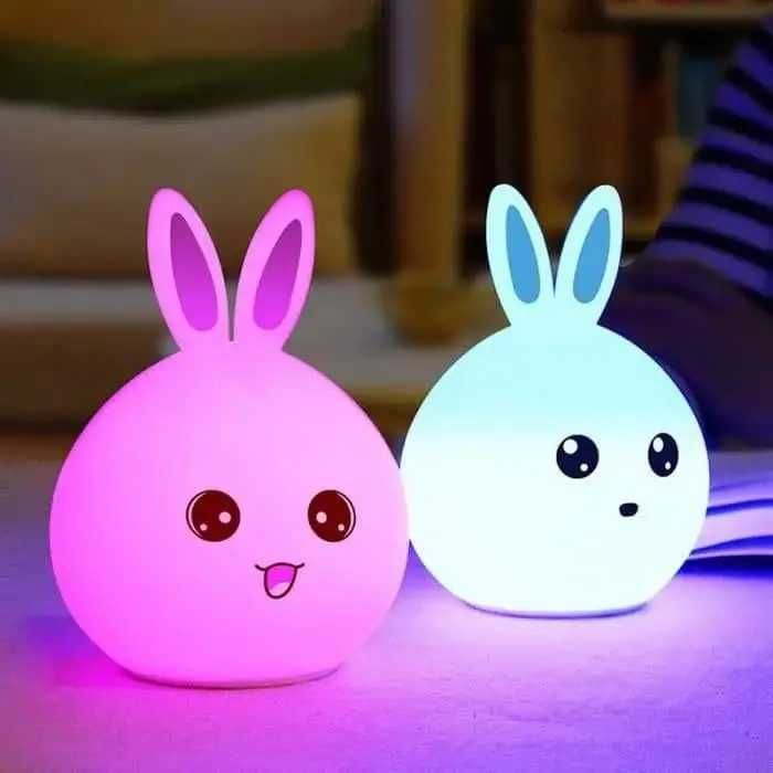 Ночник Зайчик LED Rabbit Soft Touch Светильник силиконовый 7 режимов