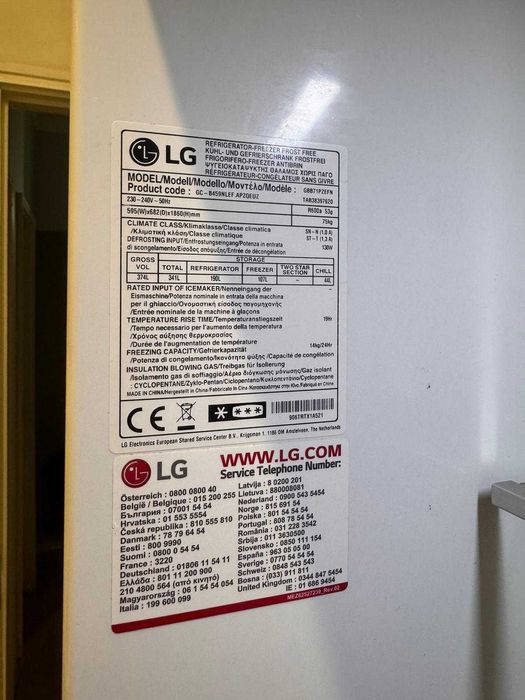 Frigorifico LG em optimo estado. 
GROSS VOL: 374L