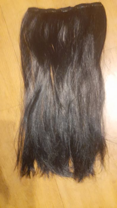 Nowa treska włosy syntetyczne czarne clip in