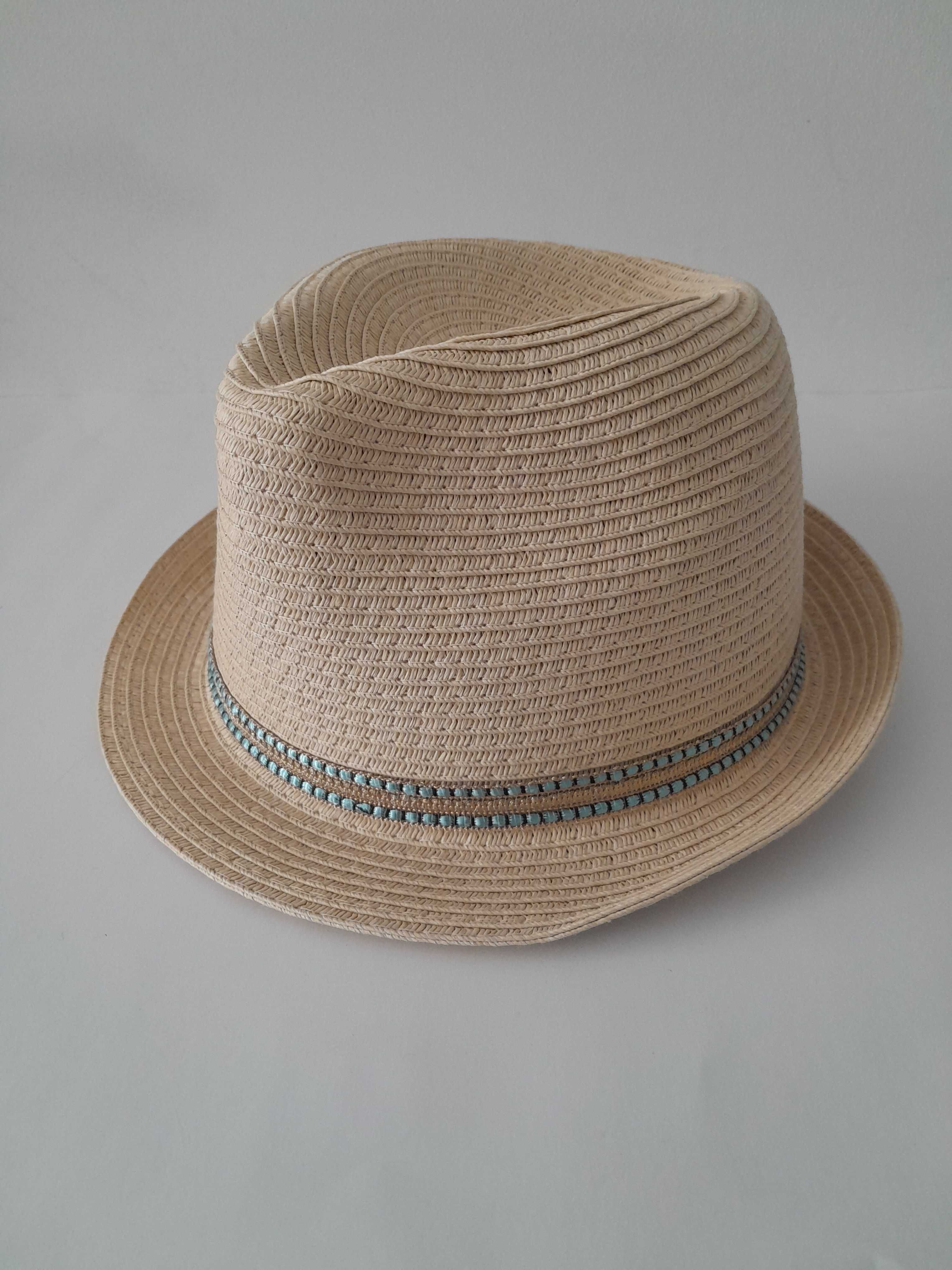 Kapelusz damski  rozm. 57_Ladies trilby_ niebieska zdobnia