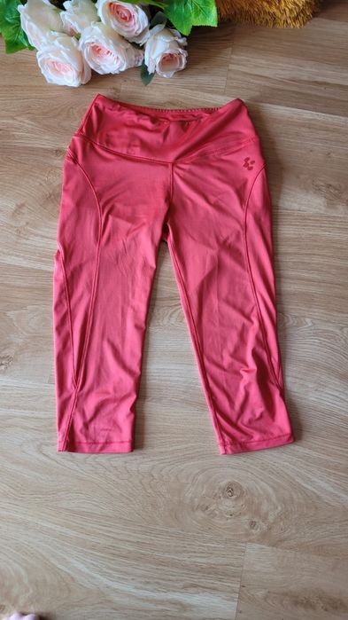 Legginsy kolarki do kolana koralowy łososiowy sportowe Crivit nowe