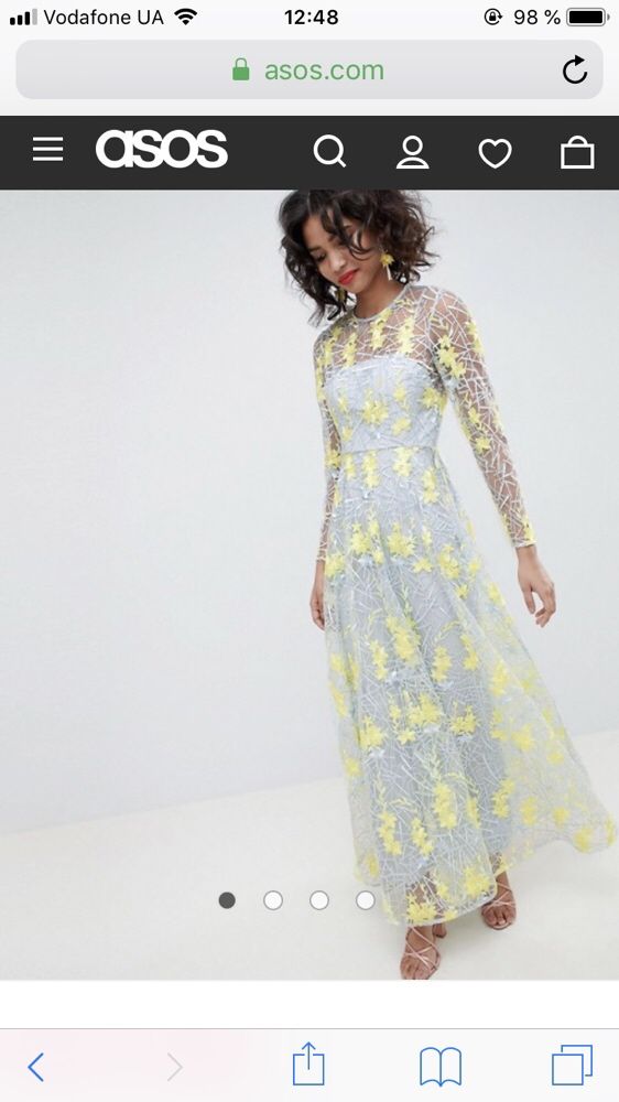 Платье Asos, вечернее, выпускное, нарядное размер 34 XS