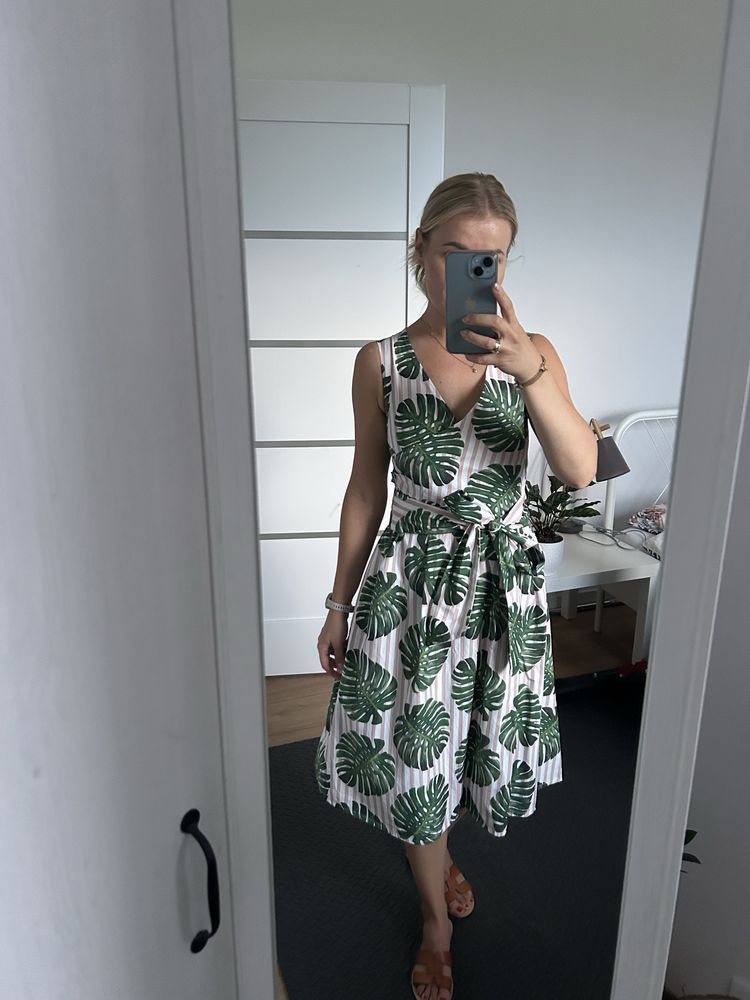 Sukienka Monstera Liście Midi Mohito 34 XS