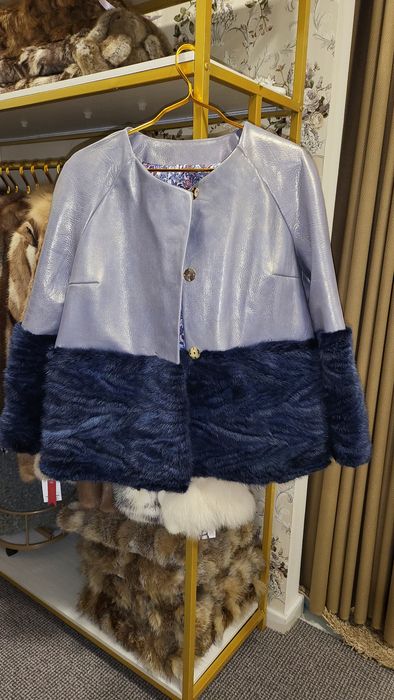 Casaco pele metalizada com Vison