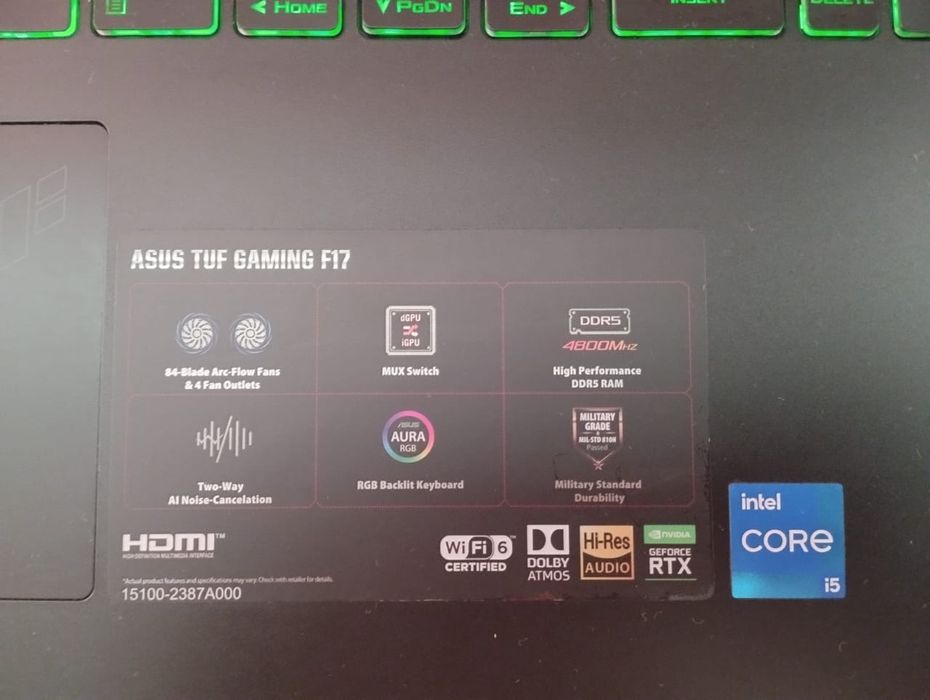 Продам ігровий ноутбук Asus TUF GAMING LAPTOP F17 FX707Z