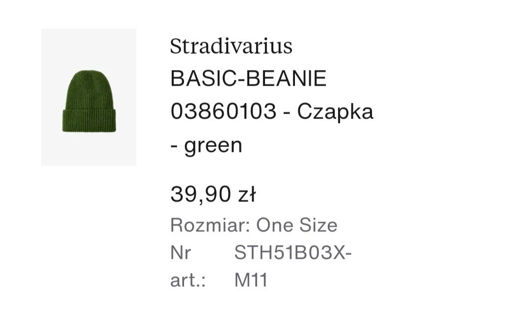 Czapka Stradivarius