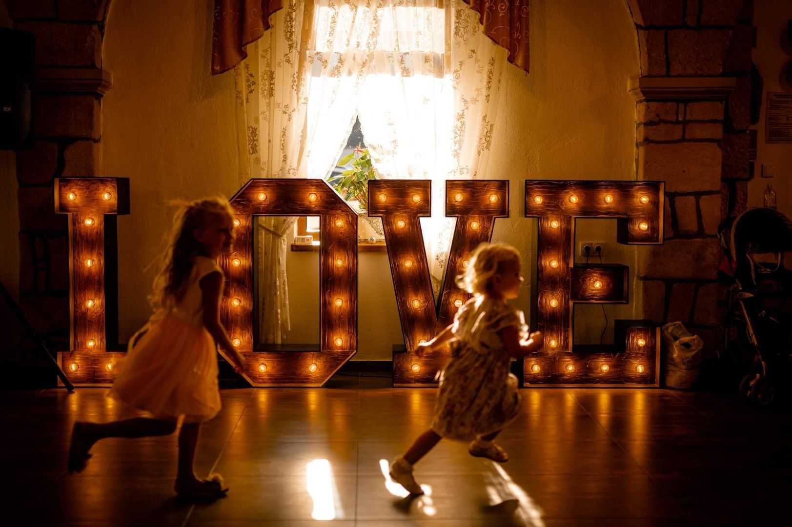 Wynajem napisów rustykalnych MIŁOŚĆ, LOVE, BAR,  led - SWEET