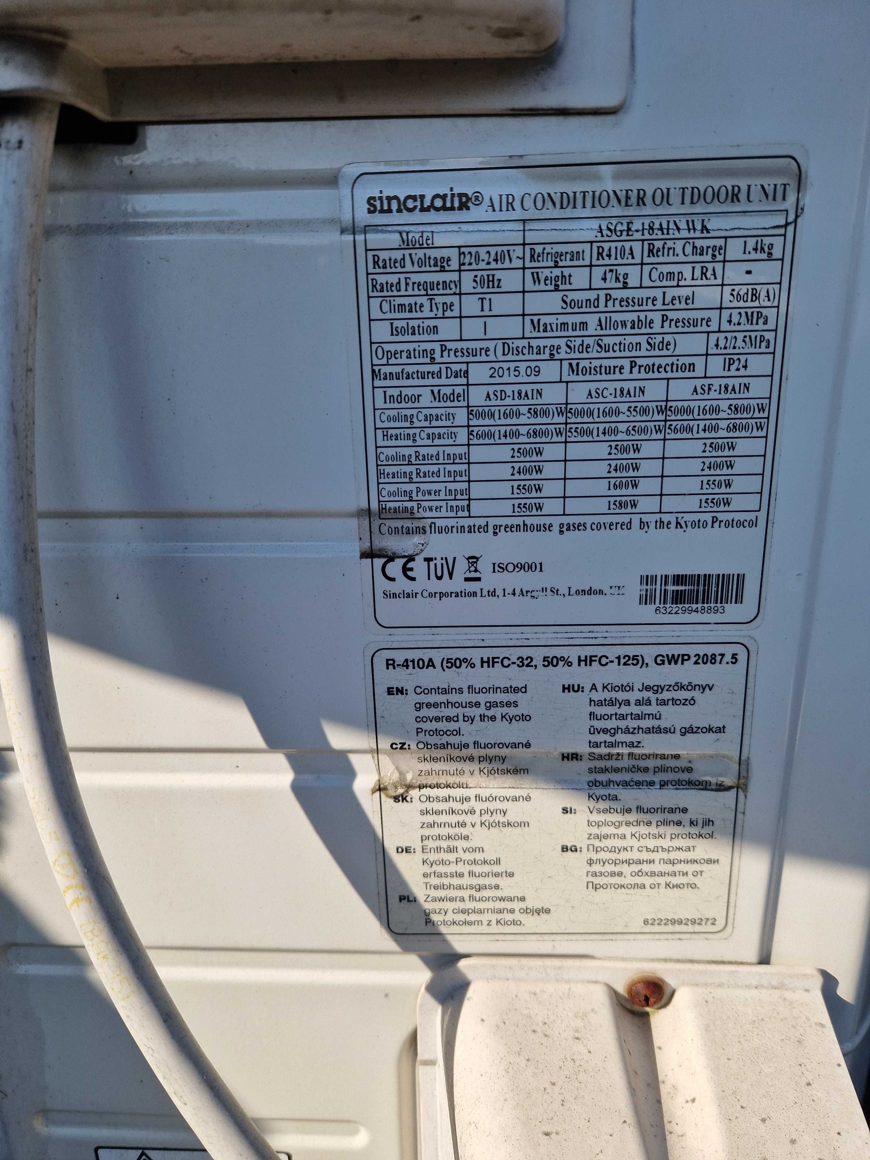 Sinclair Klimatyzator 5 kw całoroczny grzeje i chłodzi