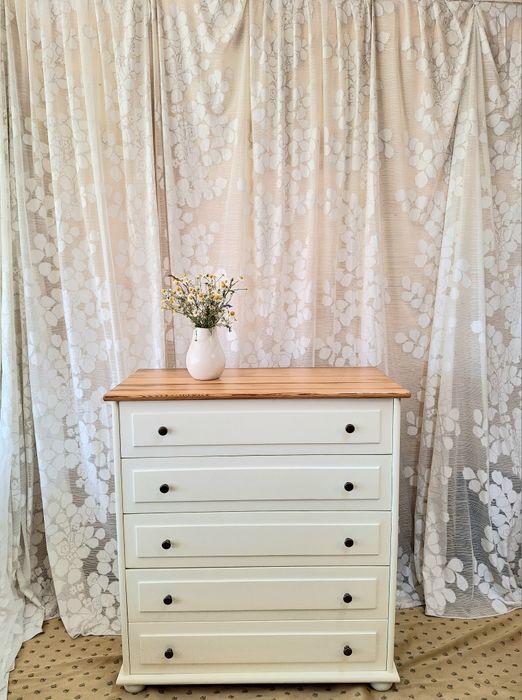 Komoda komódka jasna drewniana sosnowa prowansalska rustykalna DOWÓZ