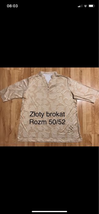 Alfredo Pauly Bluzka damska 50/ 52 złoty brokat beżowa krótki rękaw