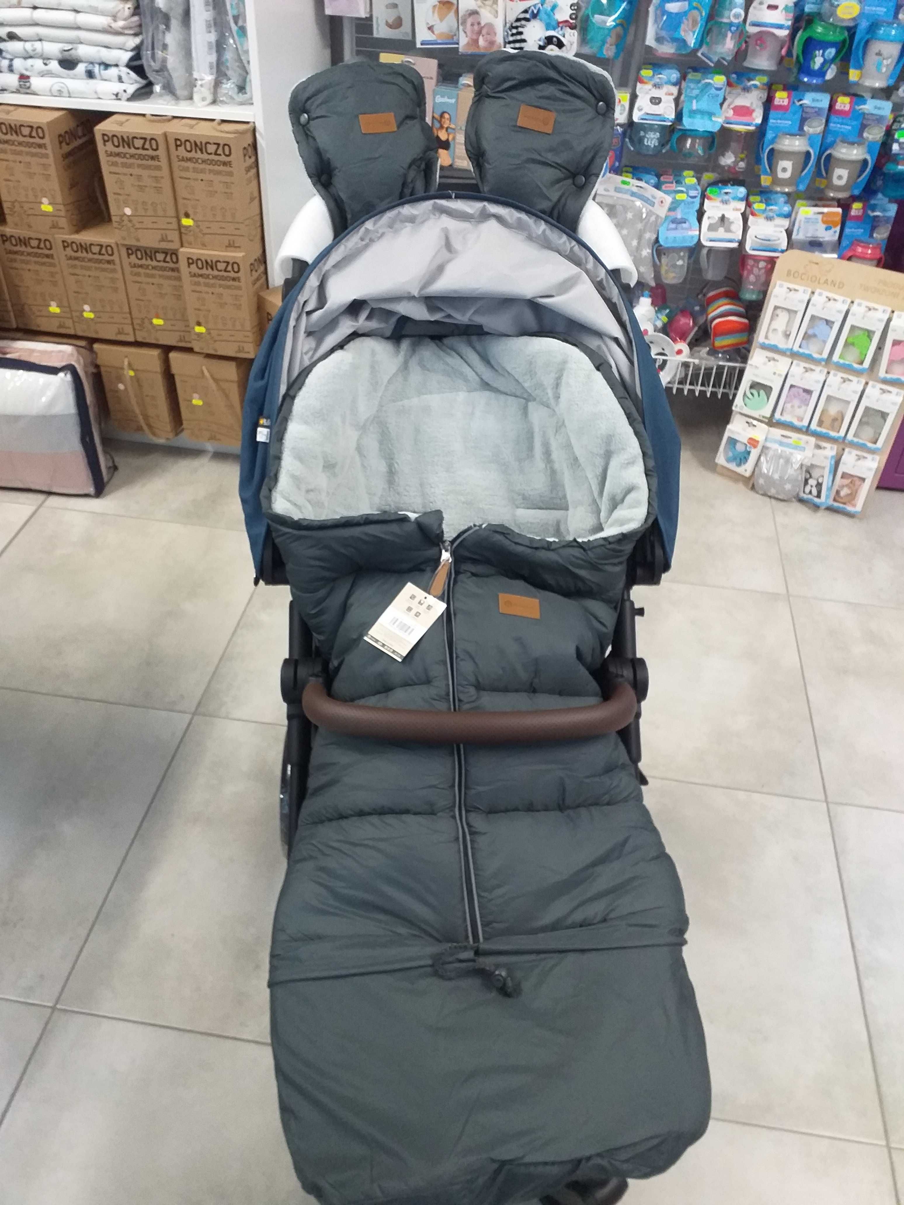 Nowy śpiworek 3w1 do fotelika i wózka 110cm Petite Mars +mufki GREY