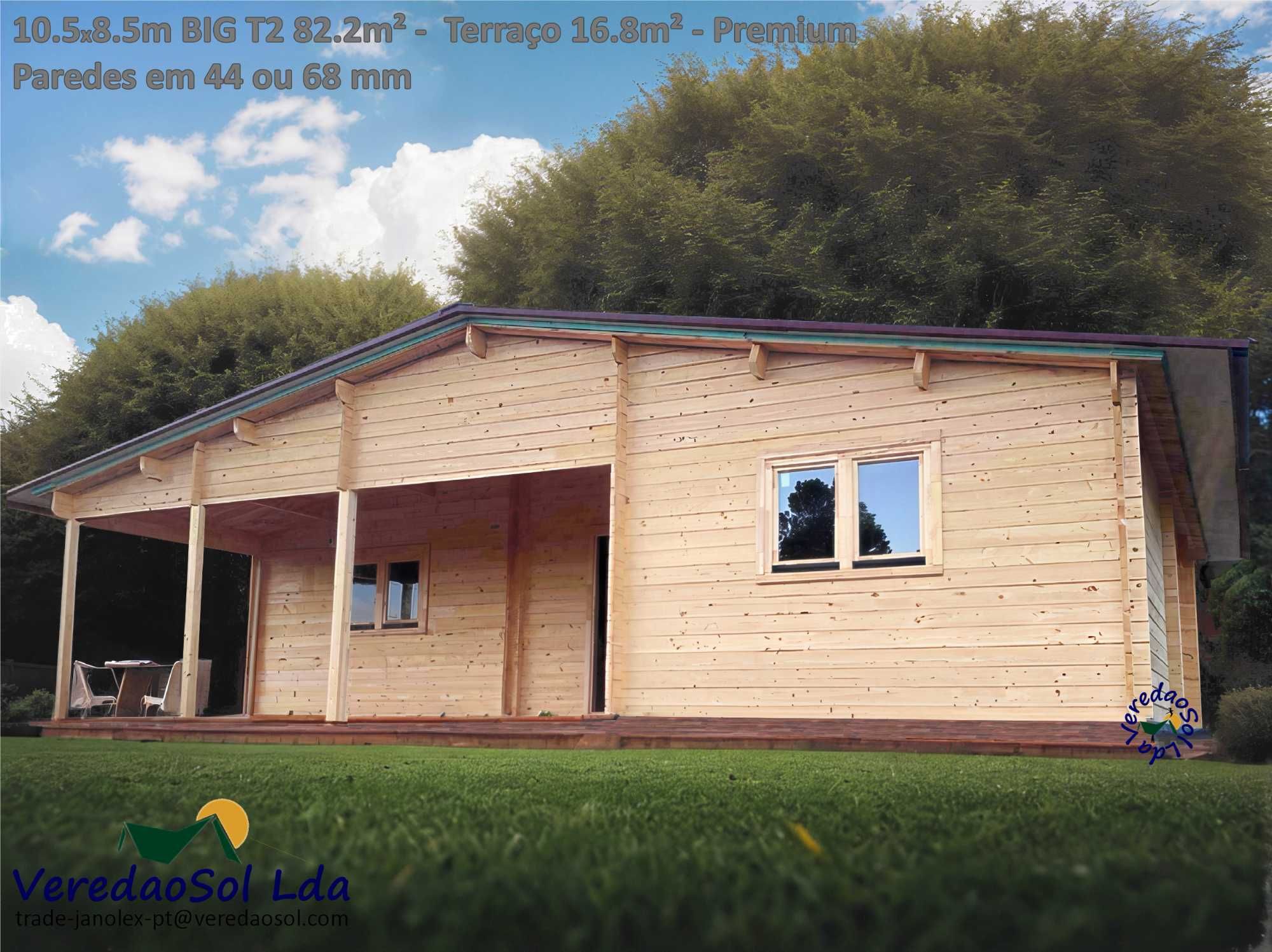 Casa madeira pré fabricada KIT BIG T2 / Jennifer 82.2m² - Coberta 98m²