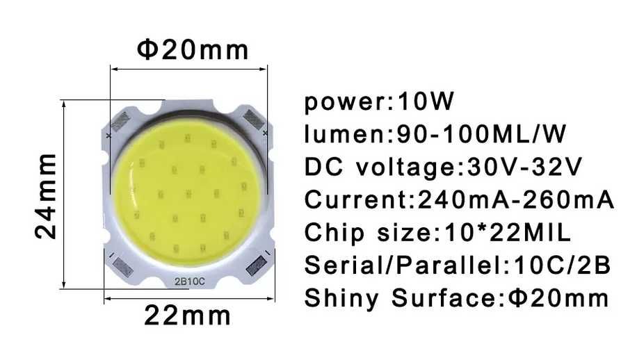 Светодиодный модуль COB LED 2B3C 2В5С 2В7С 2В10С ціна за 2шт матрица