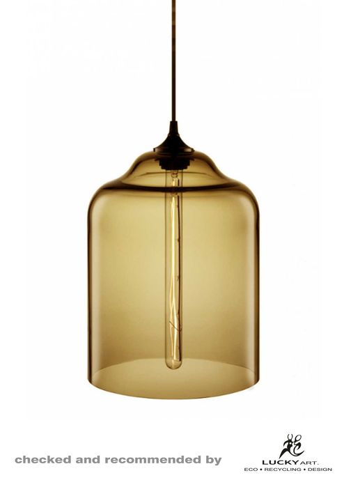 Szklana lampa wisząca cylinder bursztynowa