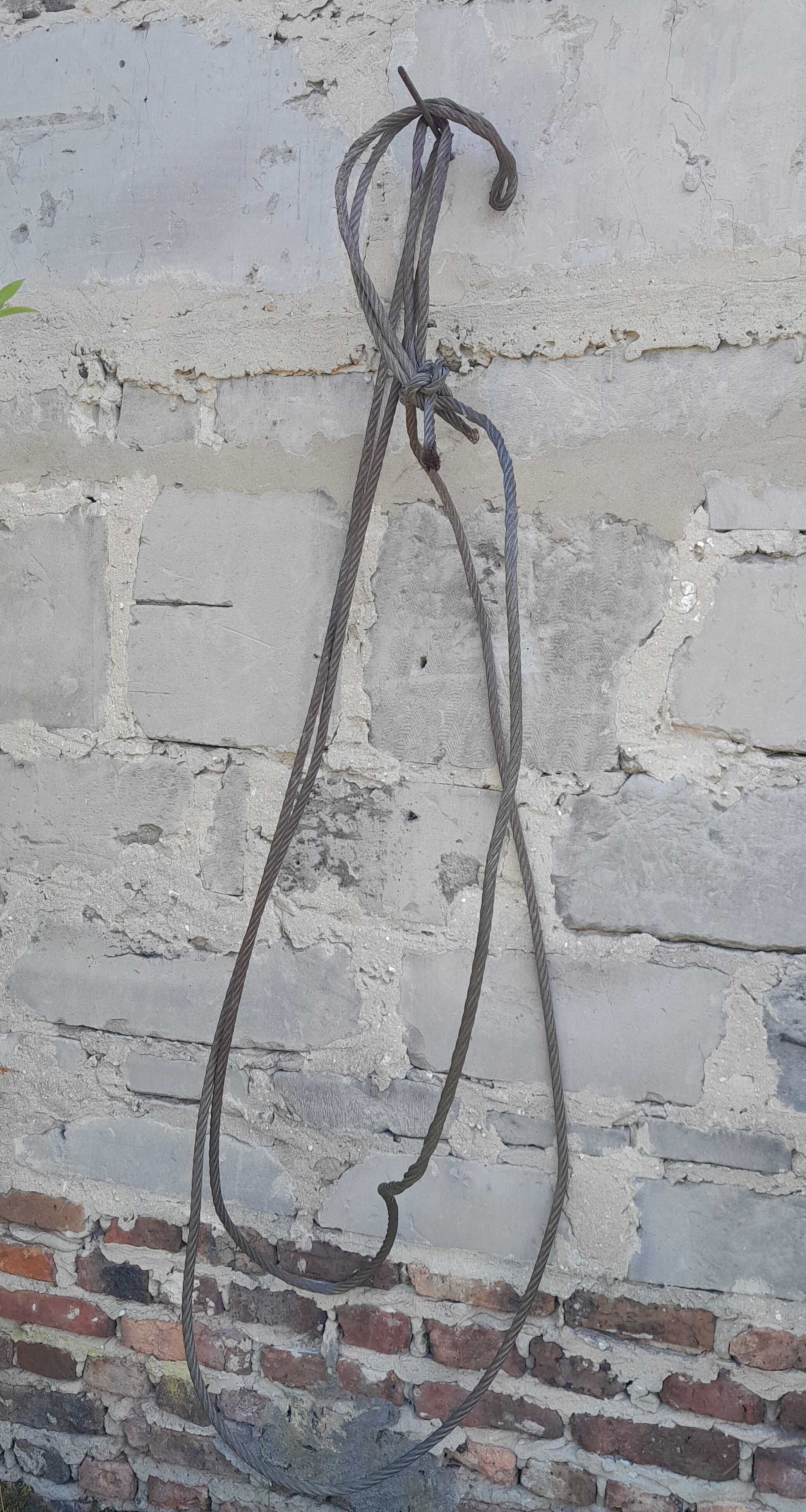 Gruba lina linka stalowa 16 mm x  9,30 m ocynkowana ocynk używana