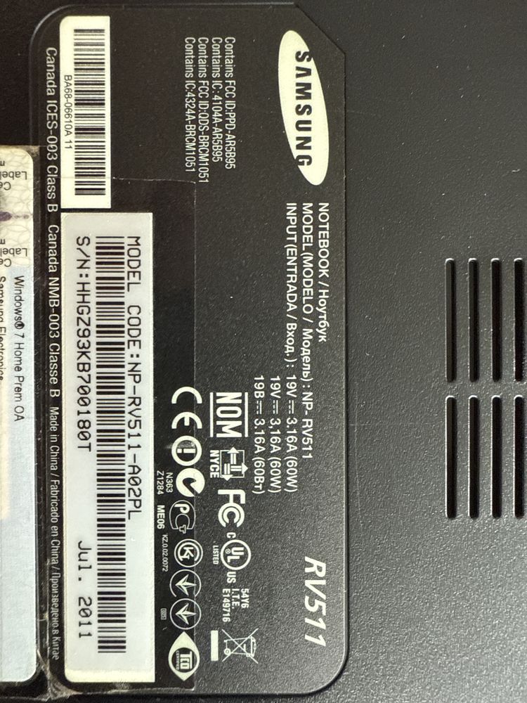 Laptop Samsung RV511 bez dysku