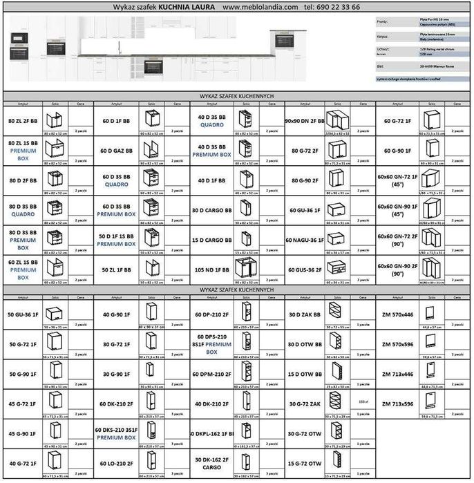 Kuchnia Modułowa LAURA BIAŁA/SZARA/KREMOWA Nowy model !!