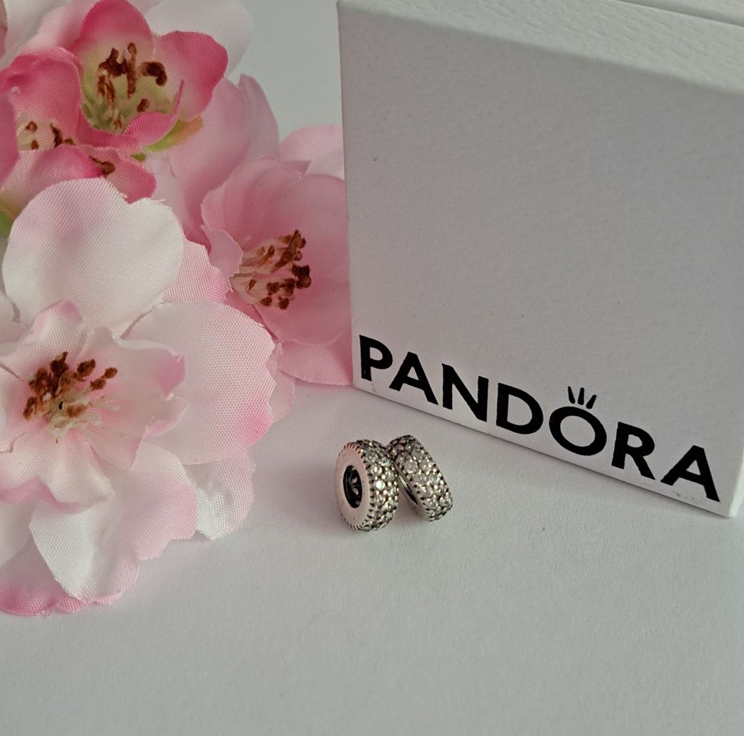 Pandora charms separatory srebrne cyrkonie Pave