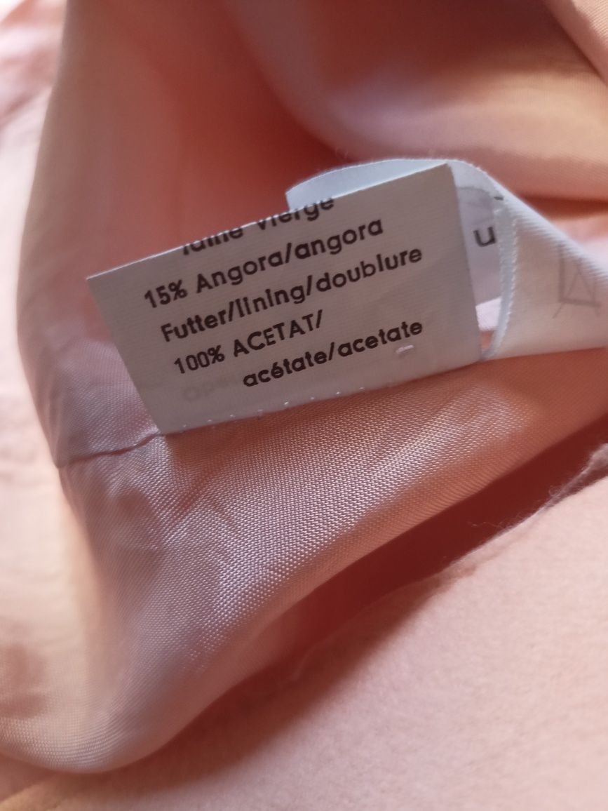 Marynarka płaszcz wełna angora morelowa L xl jesień oversize vintage