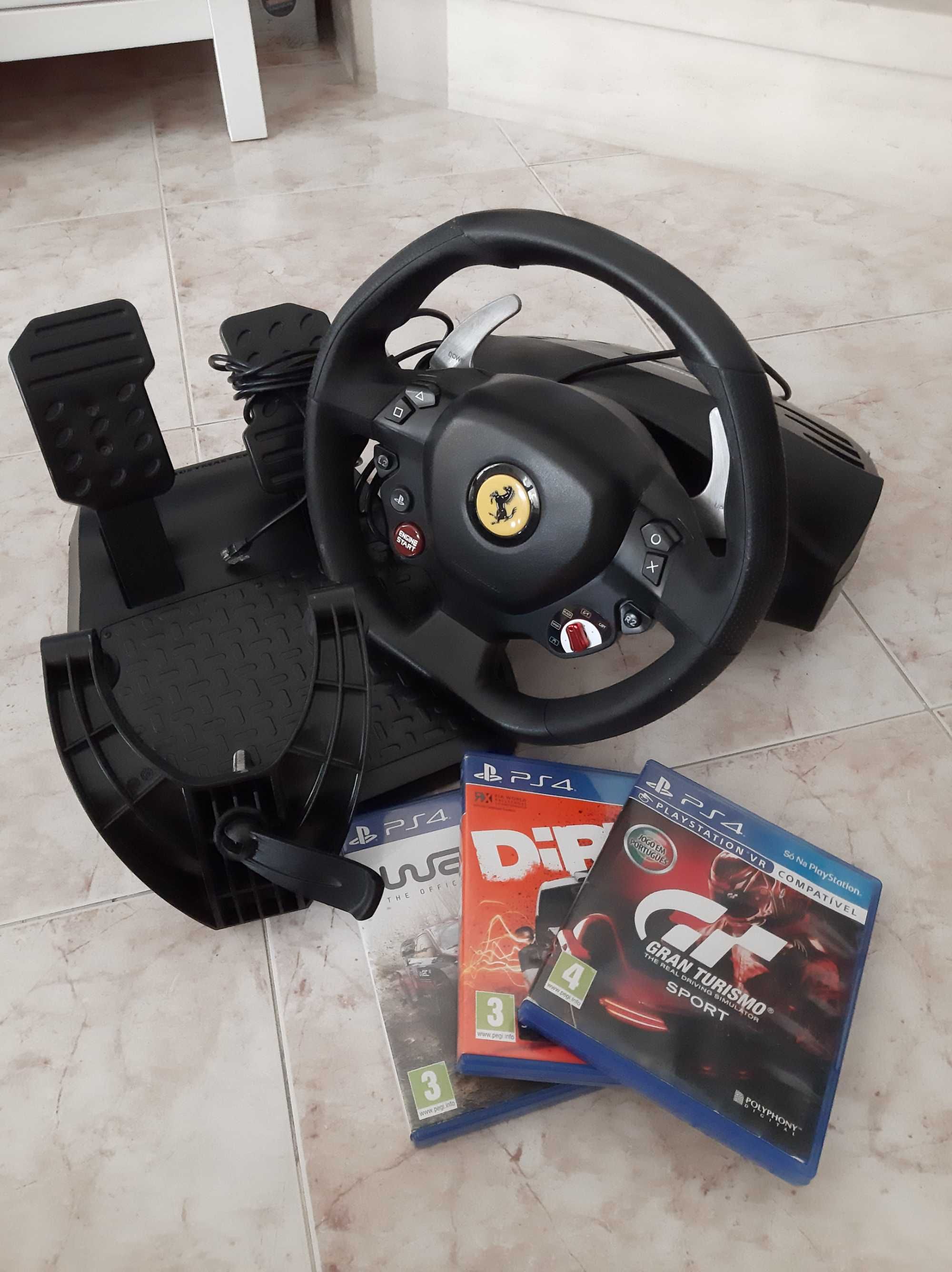 2 playstation4 + 3 comandos + 3 jogos e volante thrustmaster t80