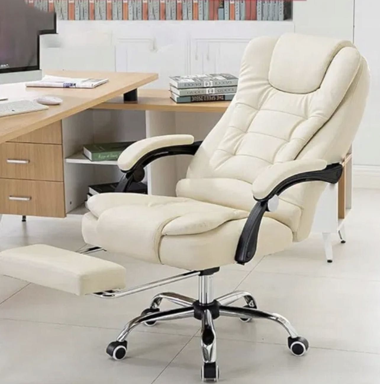 PREMIUM‼️ Ergonomiczny fotel biurowy obrotowy z wysuwanym podnóżkiem