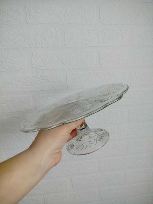 Talerz patera szklana na tort ciasto tortownica Ząbkowice 24cm