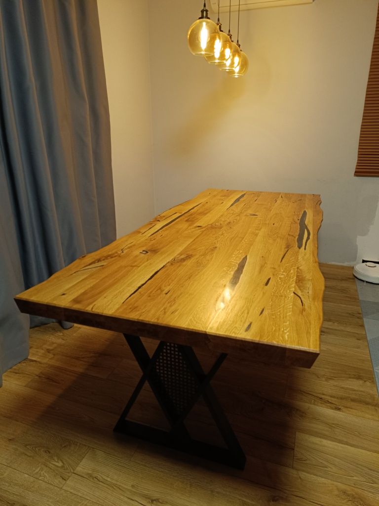 Stół dębowy loft żywica 240x100cmm