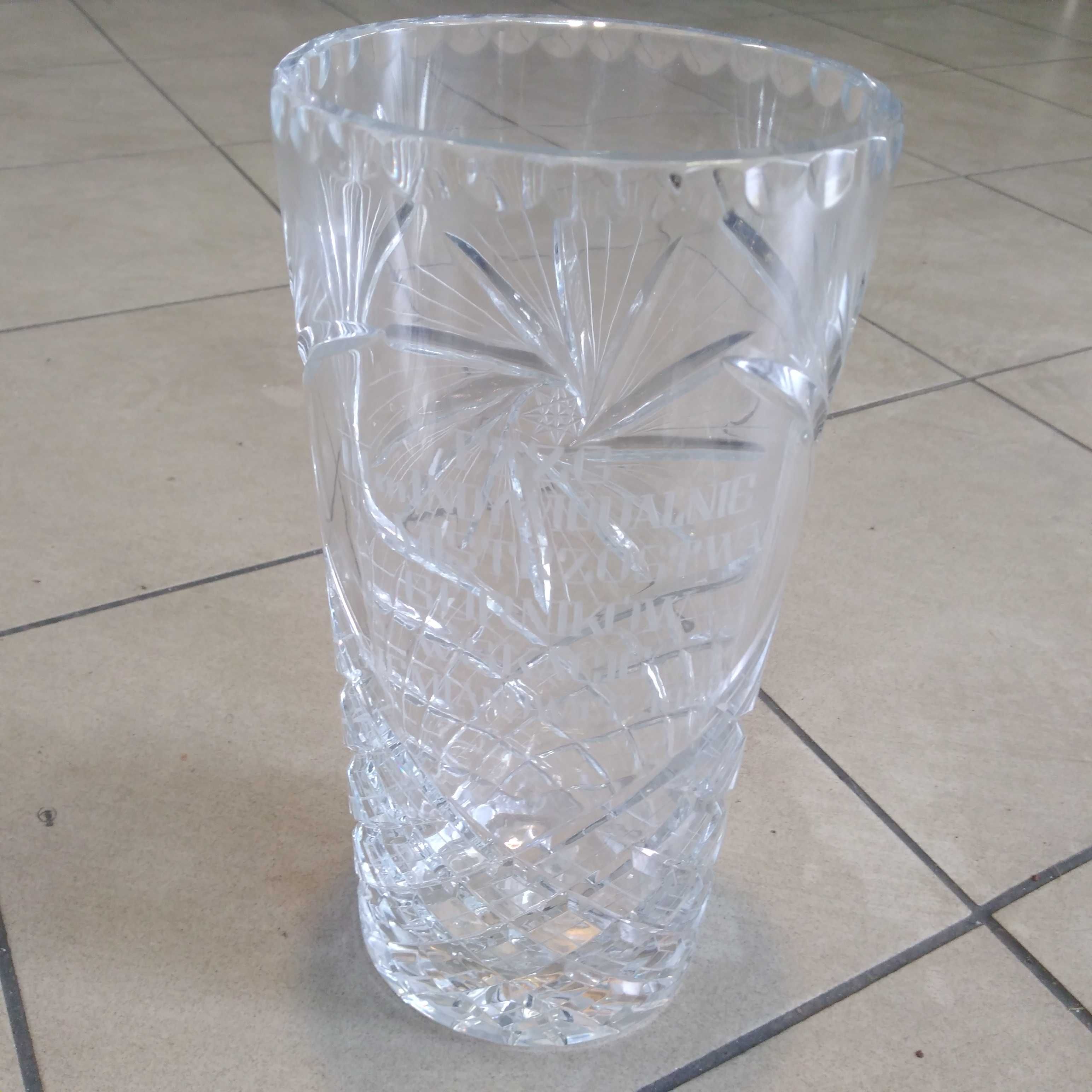 DUŻY - Piękny kryształowy wazon z dedykacją 28 cm/ 
Zachęcam do zakupu