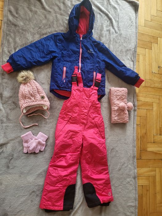Kombinezon narciarski dwuczęściowy 98/104 + czapka, komin, r