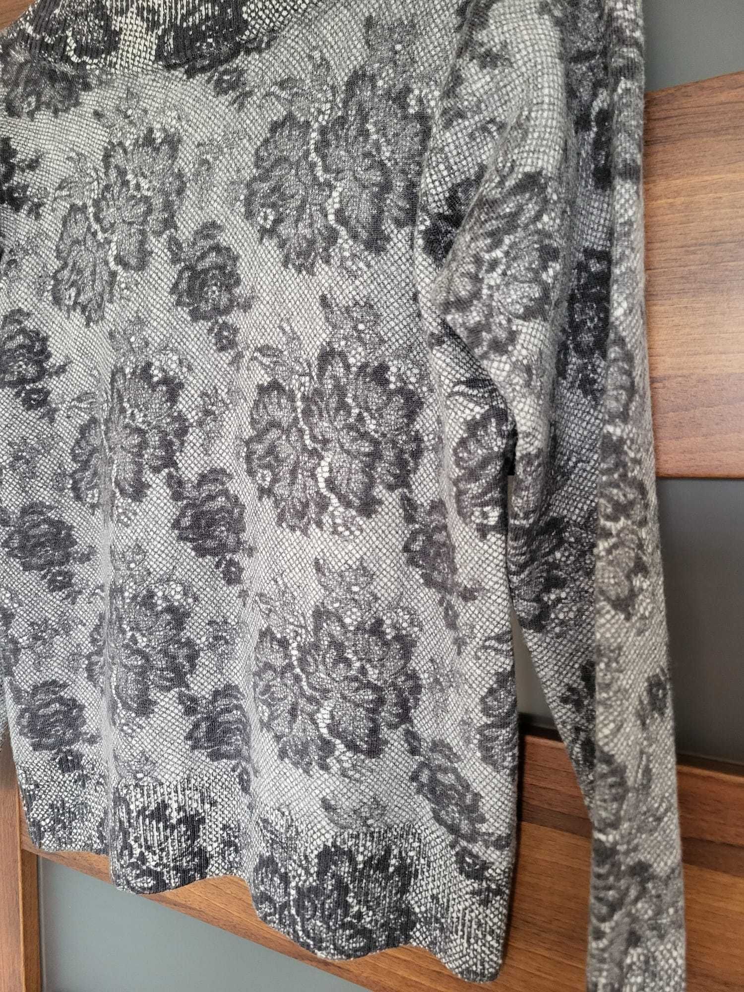 Calvin Klein sweter damski szary M/38 wełniany kwiatowy wzór