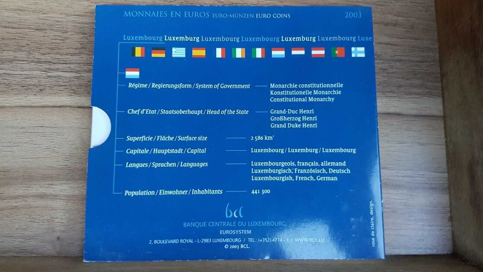 Set Conjunto Euro - Luxemburgo 2003 BNC 1ct até 2 euro