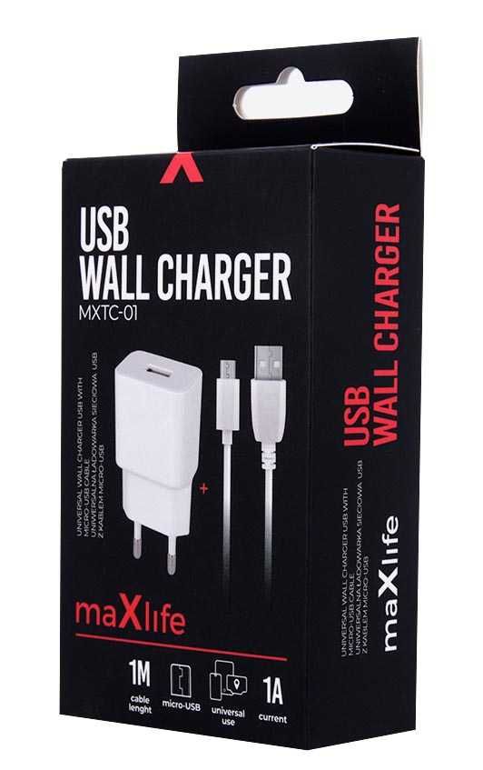Uniwersalna Ładowarka Sieciowa USB + Kabel Micro USB