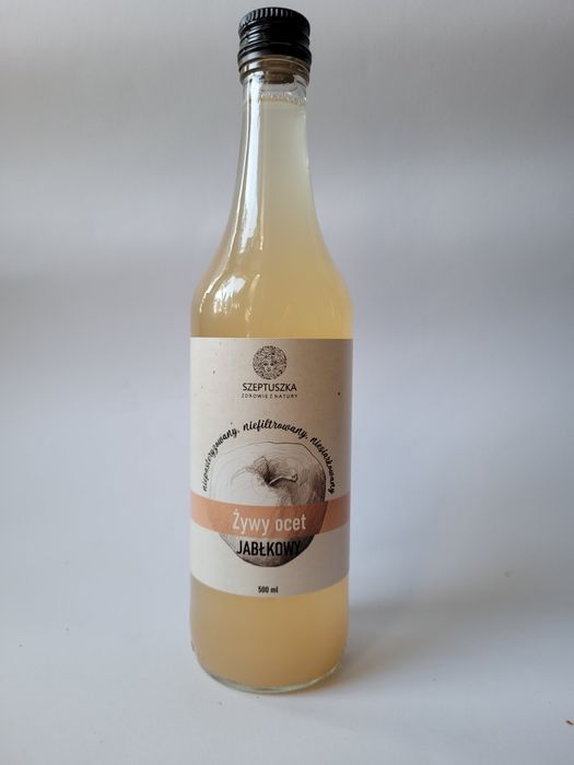 Żywy ocet jabłkowy, 500 ml, naturalny niefiltrowany I niepasteryzowany