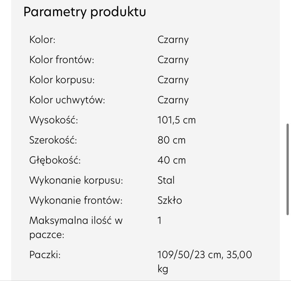 Sprzedam komode, witryne czarna metalową