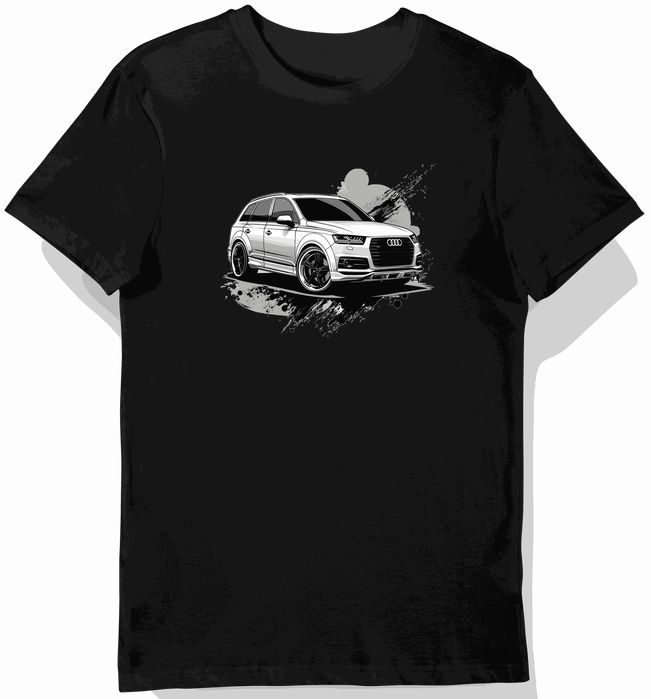 Koszulka męska czarna z motywem eleganckiego SUV-a Audi XL