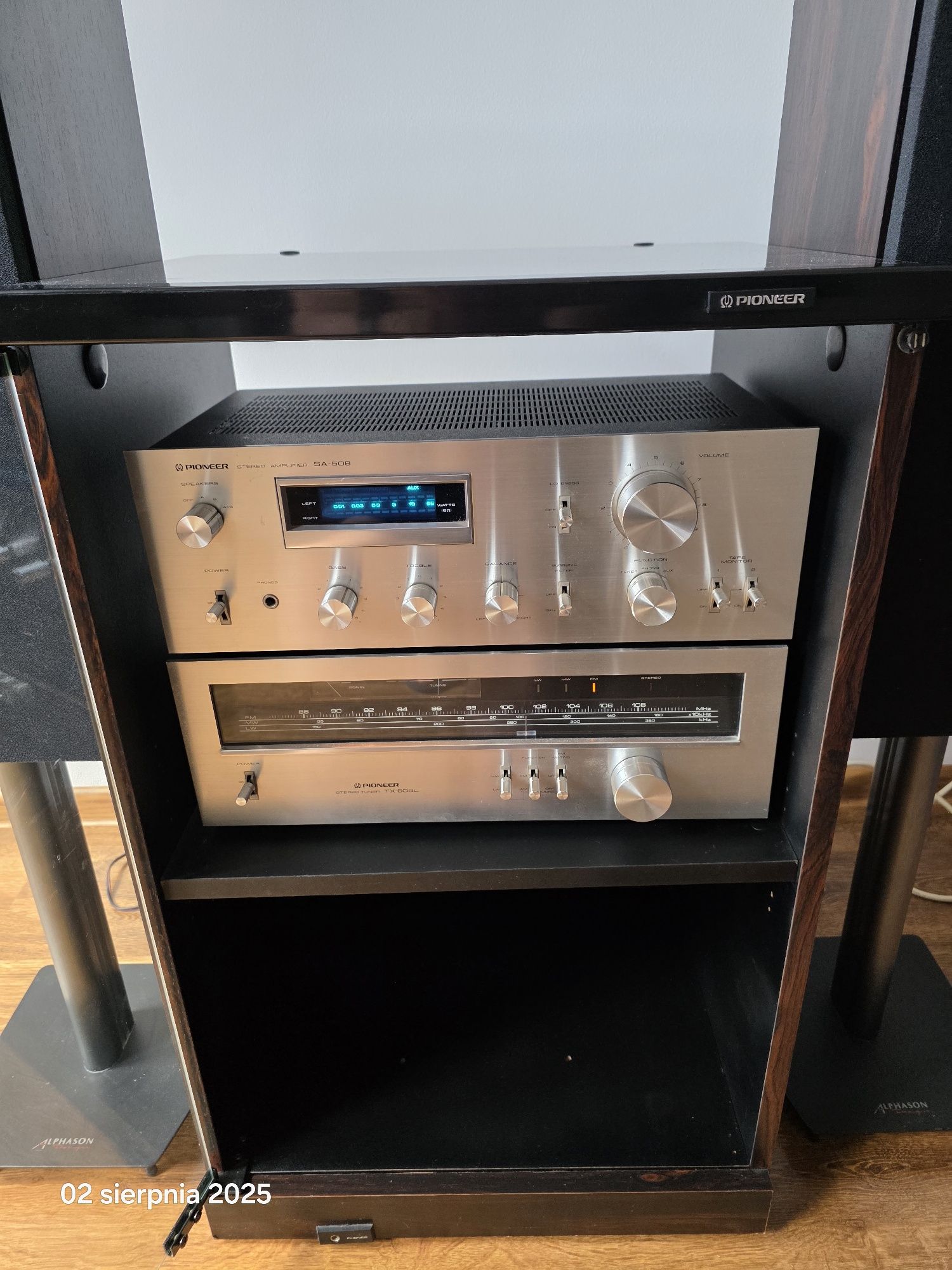 Wieża Pioneer Blue Line wzmacniacz SA 508,tuner TX-608L,szafka,kolumn