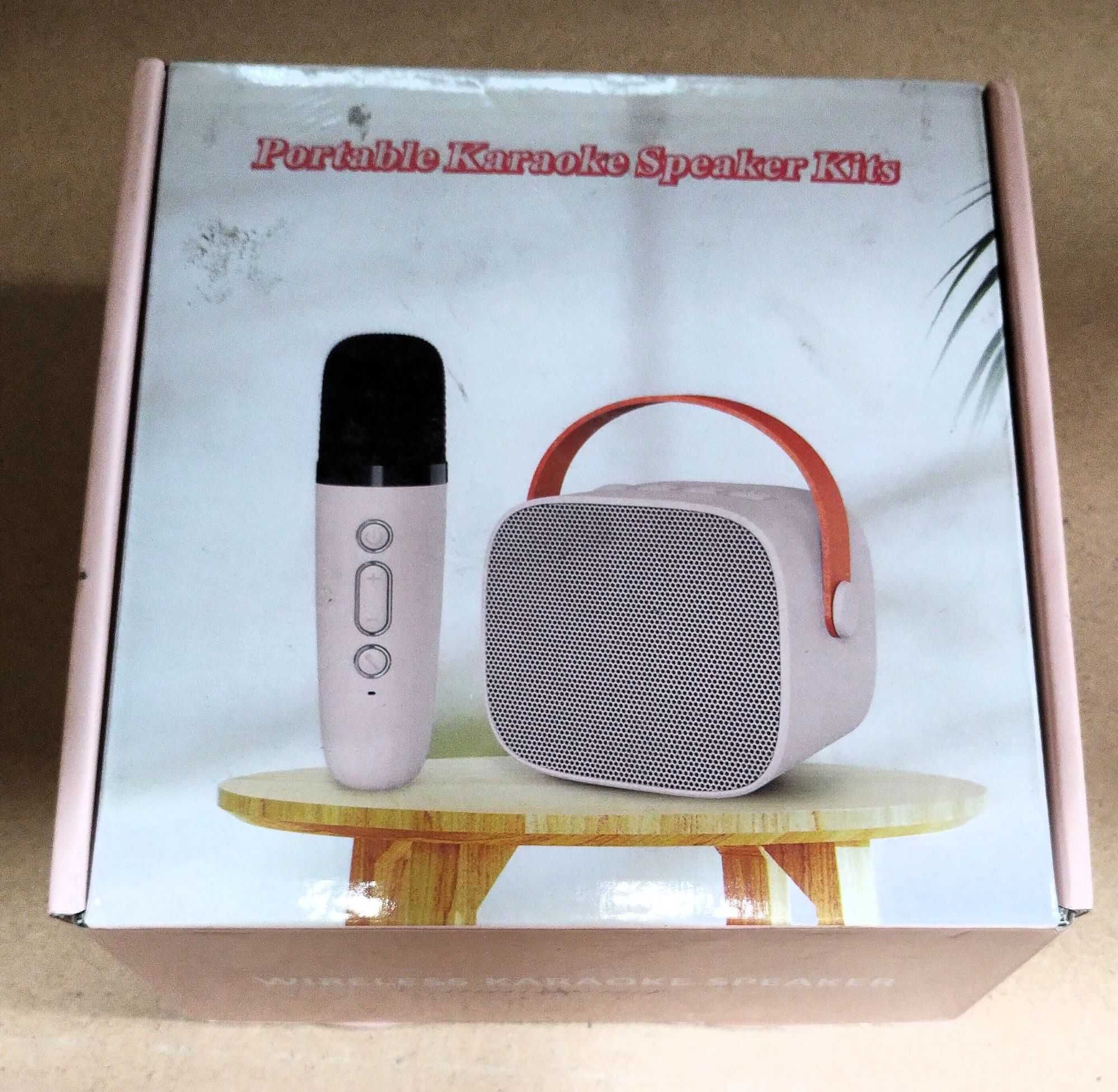 Mini Zestaw do Karaoke, Głośnik Stereo Bluetooth z 2 Mikrofonami RGB