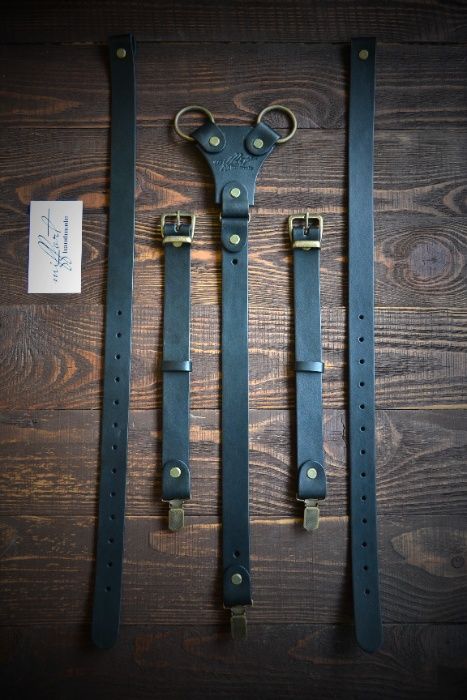 Кожаные подтяжки. Подтяжки из кожи. Мужские подтяжки. Ручная работа.