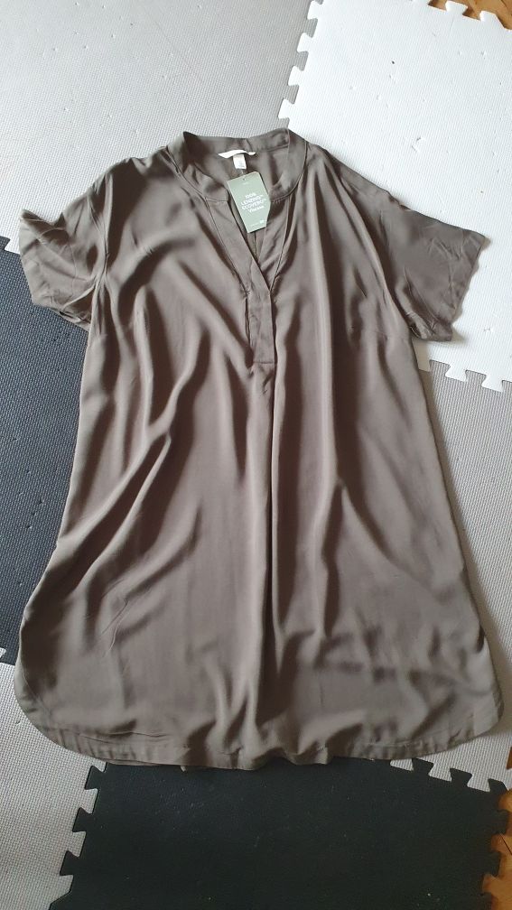oliwkowa ciążowa sukienka tunika H&M rozm L