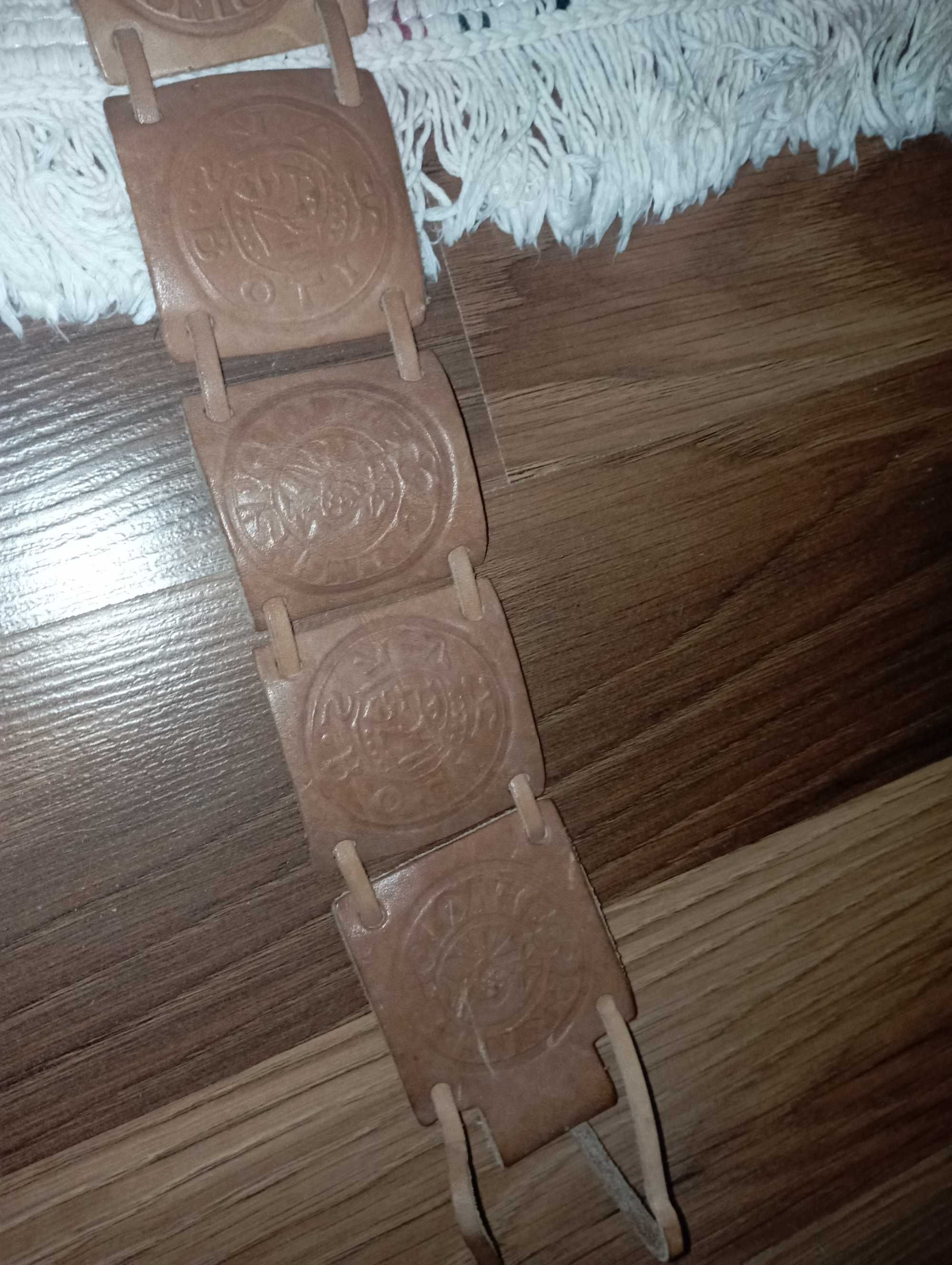Damski stylowy pasek ze skóry juchtowej
