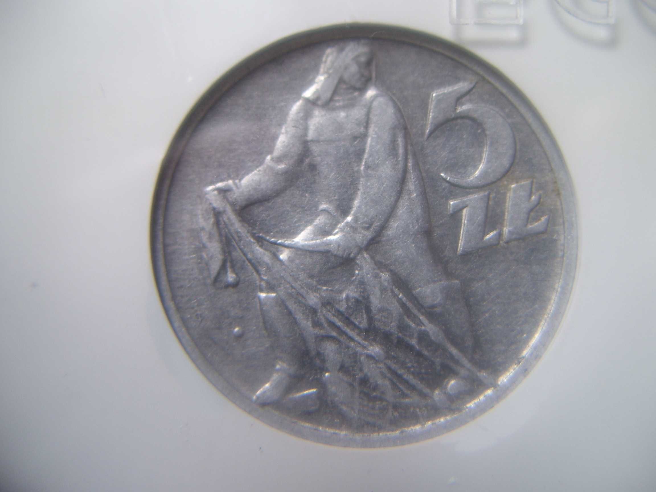 Stare monety 5 złotych 1959 Rybak grading AU 55 skrętka PRL